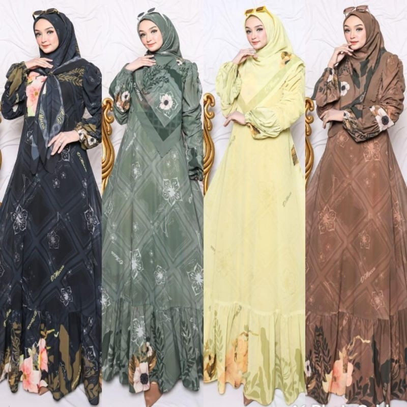 NEW MAULIDA SERIES BY HUMAIRA Gamis Branded Gamis Set Scraf Gamis Ceruty READY TOKO ZAHRA COLLECTION