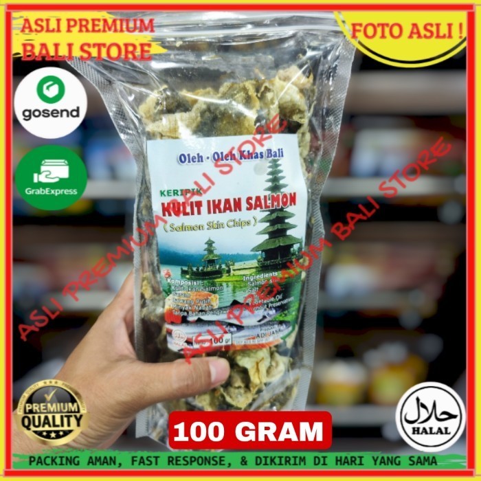 

OLEH OLEH MAKANAN CEMILAN CAMILAN SNACK KULINER KHAS ASLI ORI ORIGINAL BALI KERIPIK KRIPIK KERUPUK KULIT IKAN SALMON 100 GRAM GR