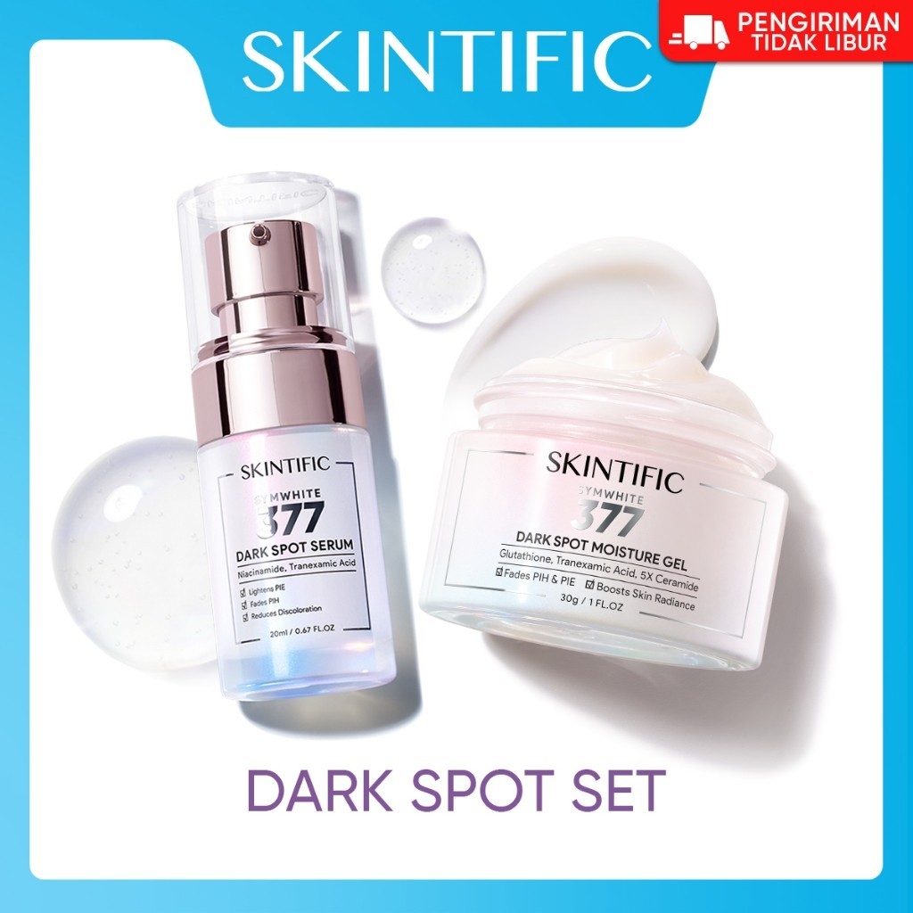 SKINTIFIC 2PCS Set Brightening & Anti Dark Spot Paket Skincare Niacinamide 10% Brightening Serum + S