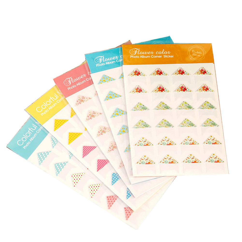 

120 pcs/lot (5 sheets) DIY olorful compilation Corner Paper Stickers for Photo Albums Frame Decoration Paste Album Scrapbooking