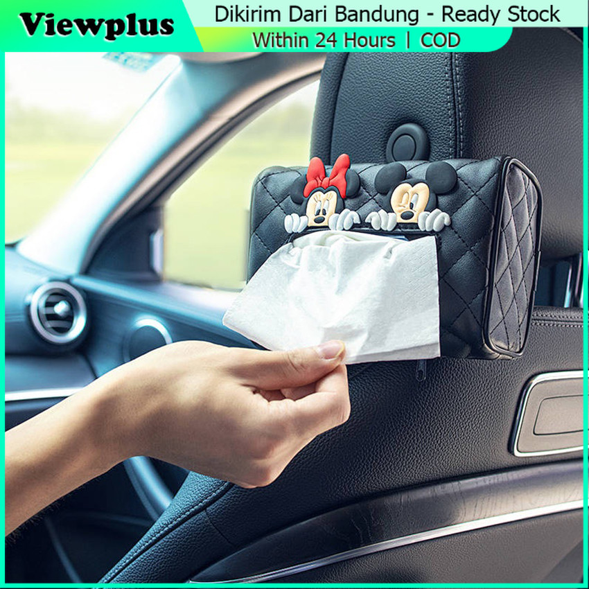 Tempat Tisu Tissue Headrest Mobil Kulit Lucu Mickey Kotak Tisu Mobil Mickey Perlengkapan Penyimpanan