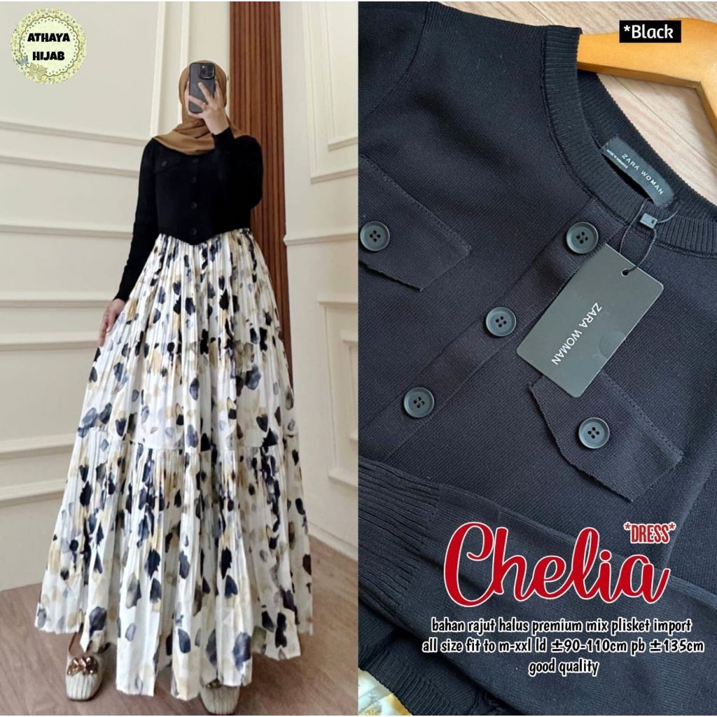 0AEBD Baju Gamis Wanita CHELIA DRESS From AtHAYA