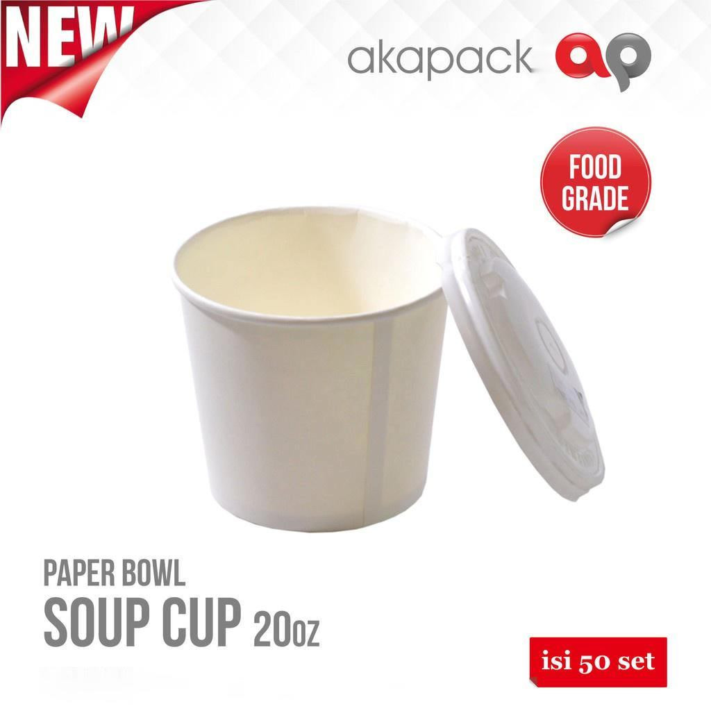 Paper Bowl 20oz+tutup / Soup Cup 20Oz / Wadah makanan Styrofoam