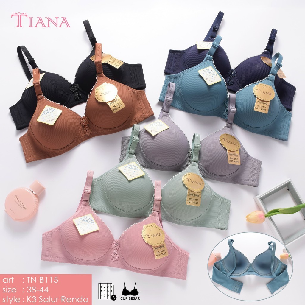 BH Tiana B115 | Cup B besar Tanpa kawat Salur Renda