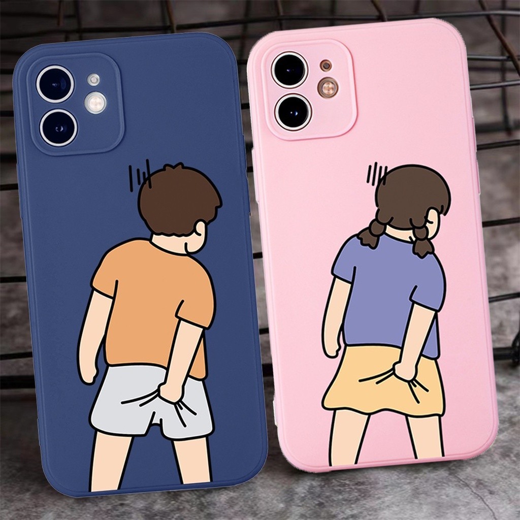 Case Couple Lucu Iphone Square Edge Iphone 11 12 13 14 PRO MAX Untuk Semua Type Smartphone