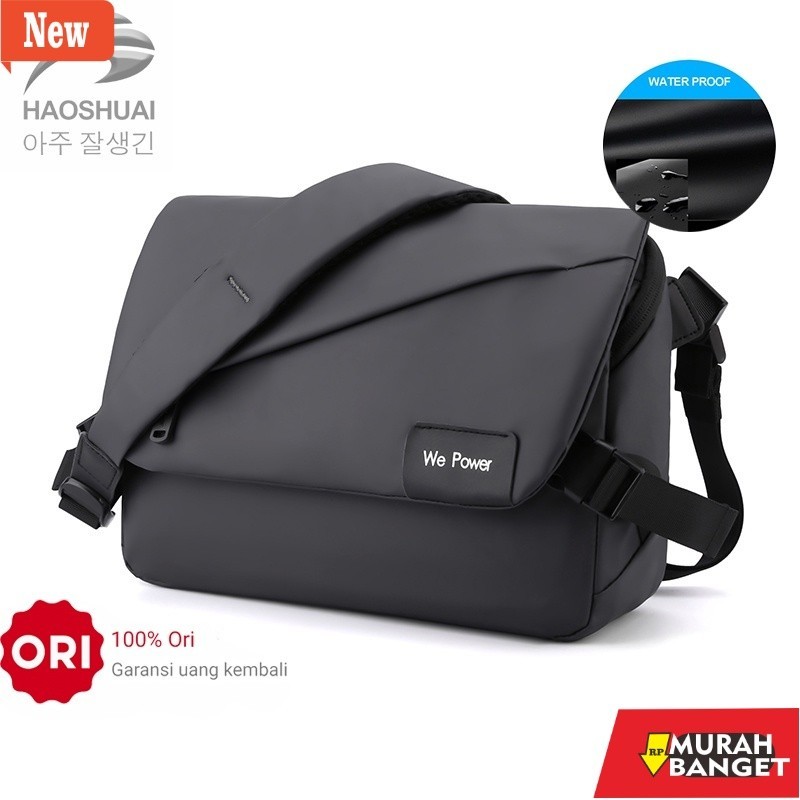 Tas selempang pria viral- HAOSHUAI 1100-31 Tas Selempang Pria Tas Bahu Sling Bag Bahan Anti Air WATC