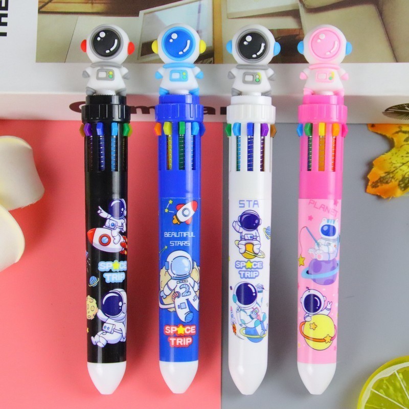 

- Bolpen 10 Warna, Pulpen Lucu, Bolpoin Pena Multiwarna Karakter Astronot 3D