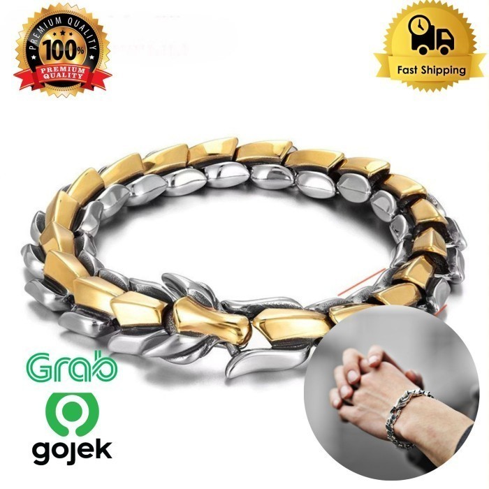 GELANG RANTAI JIMAT TITANIUM PRIA WANITA NAGA UNISEX PREMIUM ORI G467