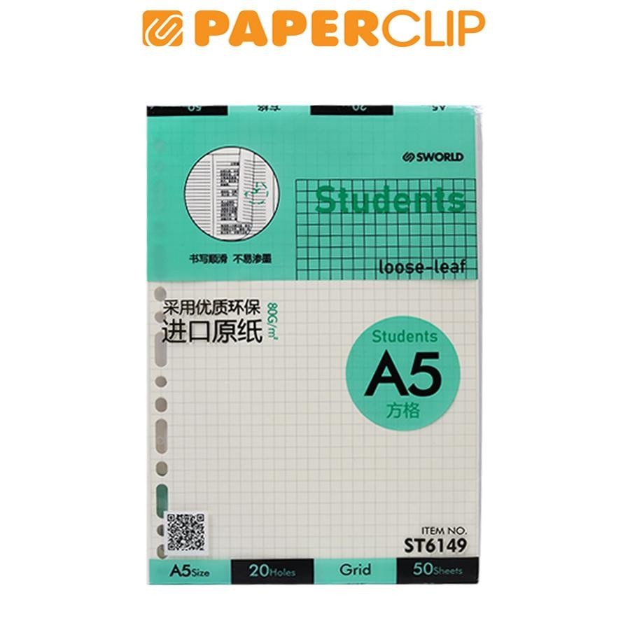 

LOOSE LEAF A5 SWORLD STUDENTS ST6149 20H 50P GRID / SQUARE