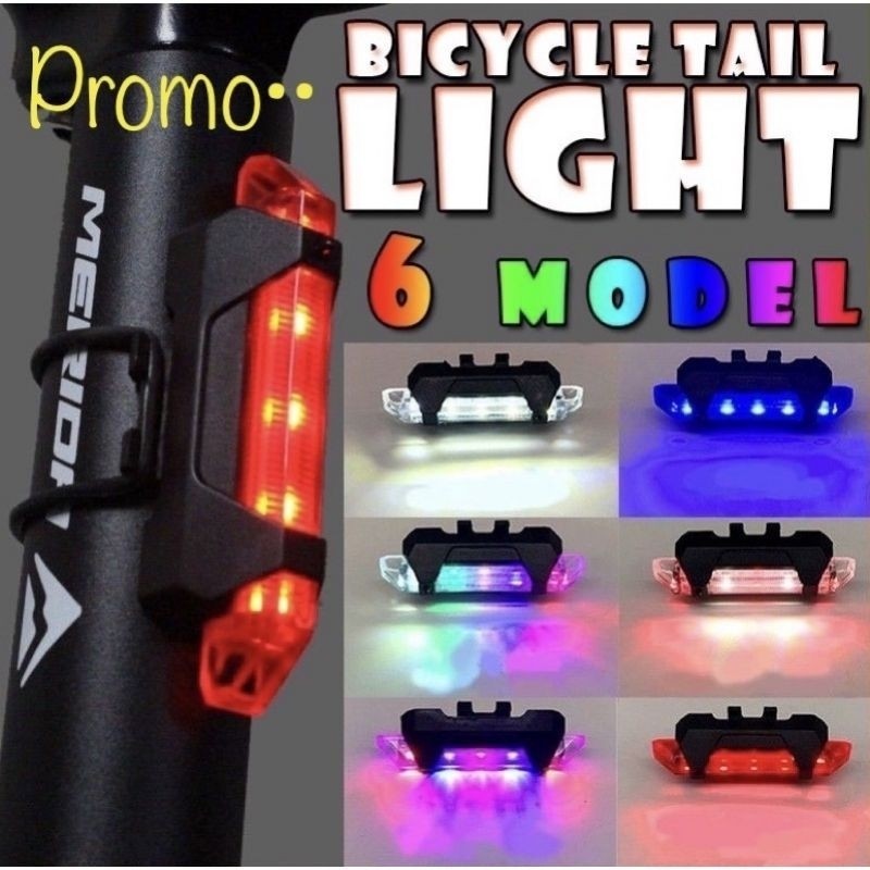 Lampu Sepeda Kedip Warna Warni USB Charger Lampu LED Belakang Sepeda Kedip 4 Mode Rechargeable
