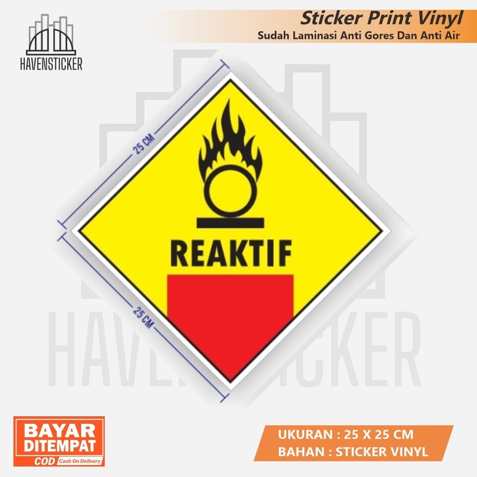 

Stiker Safety K3 Sticker Vinyl Print Simbol Label Limbah B3 no.14 2013 Hazmat Reaktif sudah laminasi anti air
