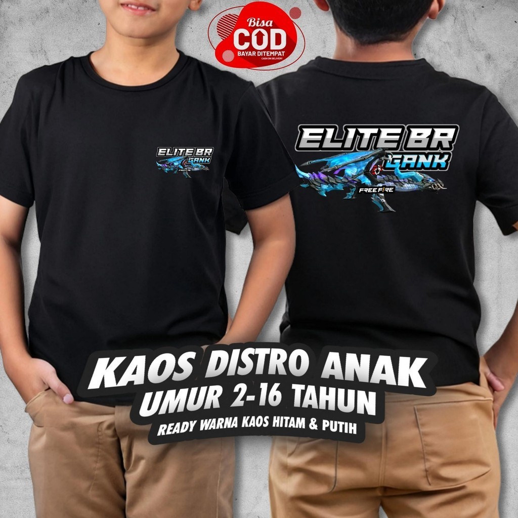 KAOS ANAK ELITE BR GANK AK DRACO FF DB BAJU DISTRO COWOK CEWEK