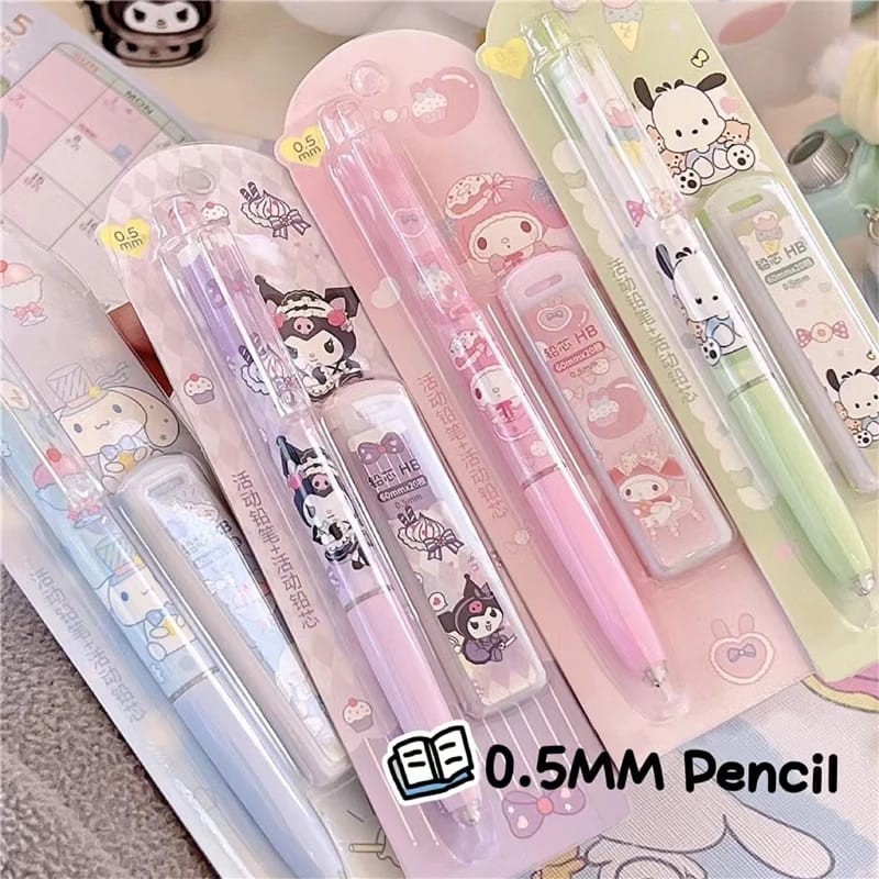 

(Pimenova) FREE ISI PENSIL Pensil Mekanin Sanrio Kuromi Melody Mechanical Pencil Cute Pensil Karakter RANDOM