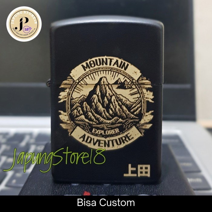 korek Api zippo Mountain adventure Gunung keren Grafir laser Zippo custom bebas desain logo dan foto