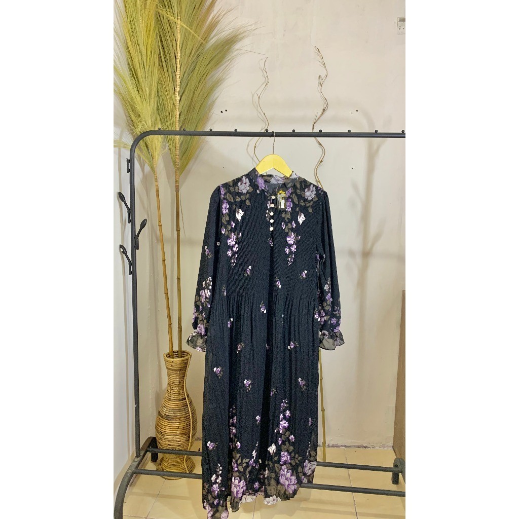 Fit n Chic - Xavira Midi Dress - Long Tunik - Baju Muslim Wanita - Baju Cantik Lebaran - gamis lebar