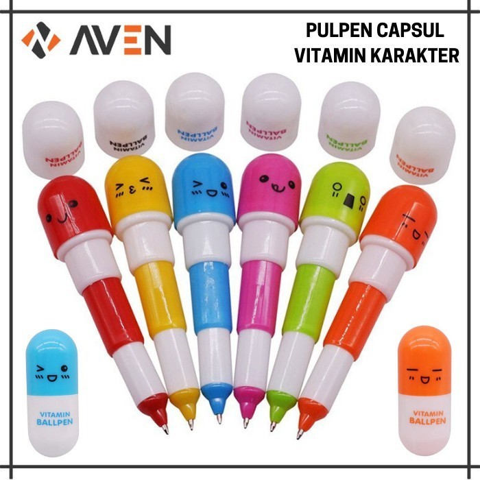 

AVEN Pulpen Kapsul Vitamin Tablet Pena Vitamin Obat Kapsul Unik Lucu