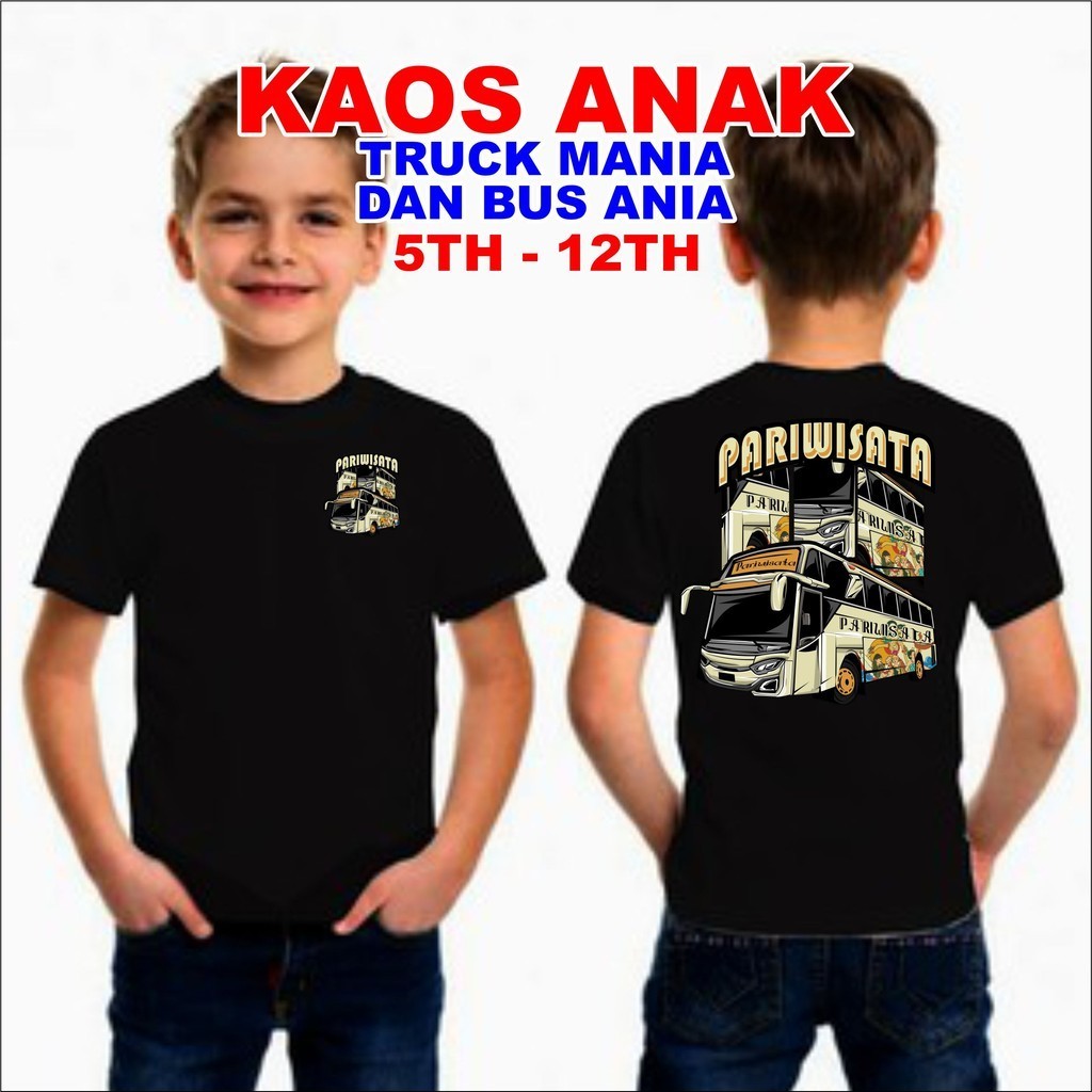 Kaos Anak BUS PARIWISATA T-shirt Kids Truck Mania Bus Mania Viral Terbaru premium