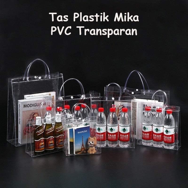 

Tas Mika Tenteng Transparant Hampers PVC Transparan Polos Goodiebag Hampers Souvenir Ulang Tahun