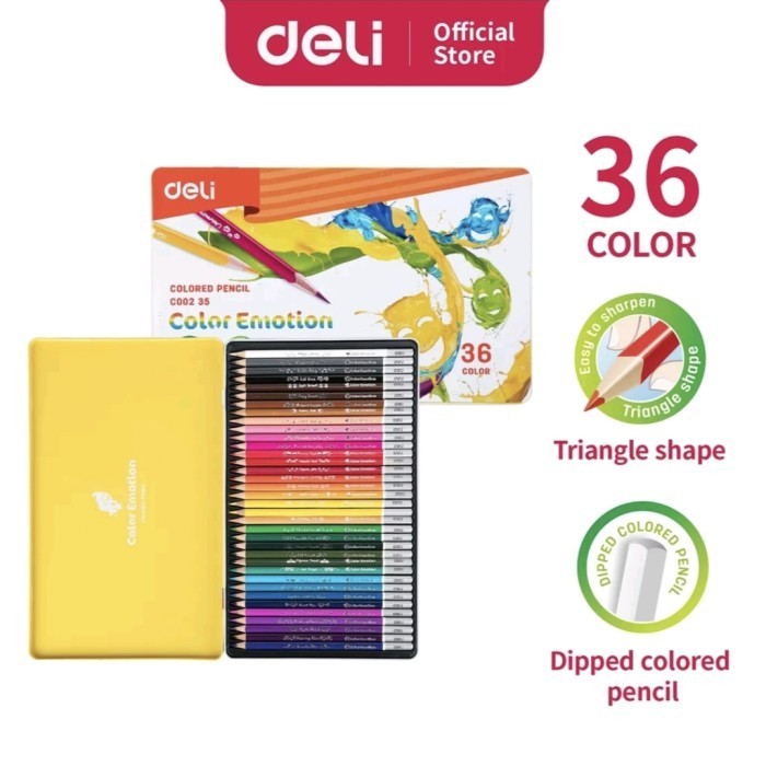 

✨LARIS✨ -Pensil Warna Deli Celup Halus 12/24/36 Warna, Bentuk Segitiga Ergonomi - 24 warna