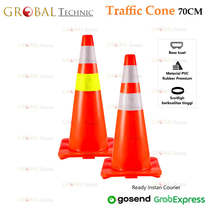 Safety Traffic Cone 70CM / Kerucut Lalu Lintas Rubber Karet