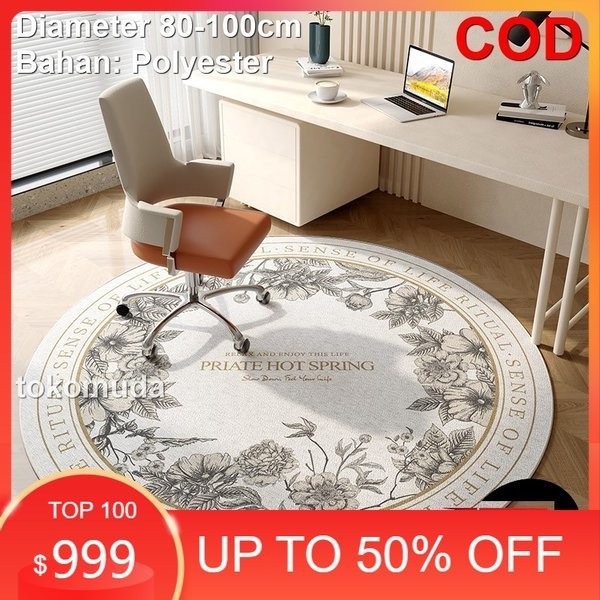 Diskon - Karpet Bulat Polyster Diameter 100 cm / Karpet Bulat Aestetik / Karpet Bulat Modern