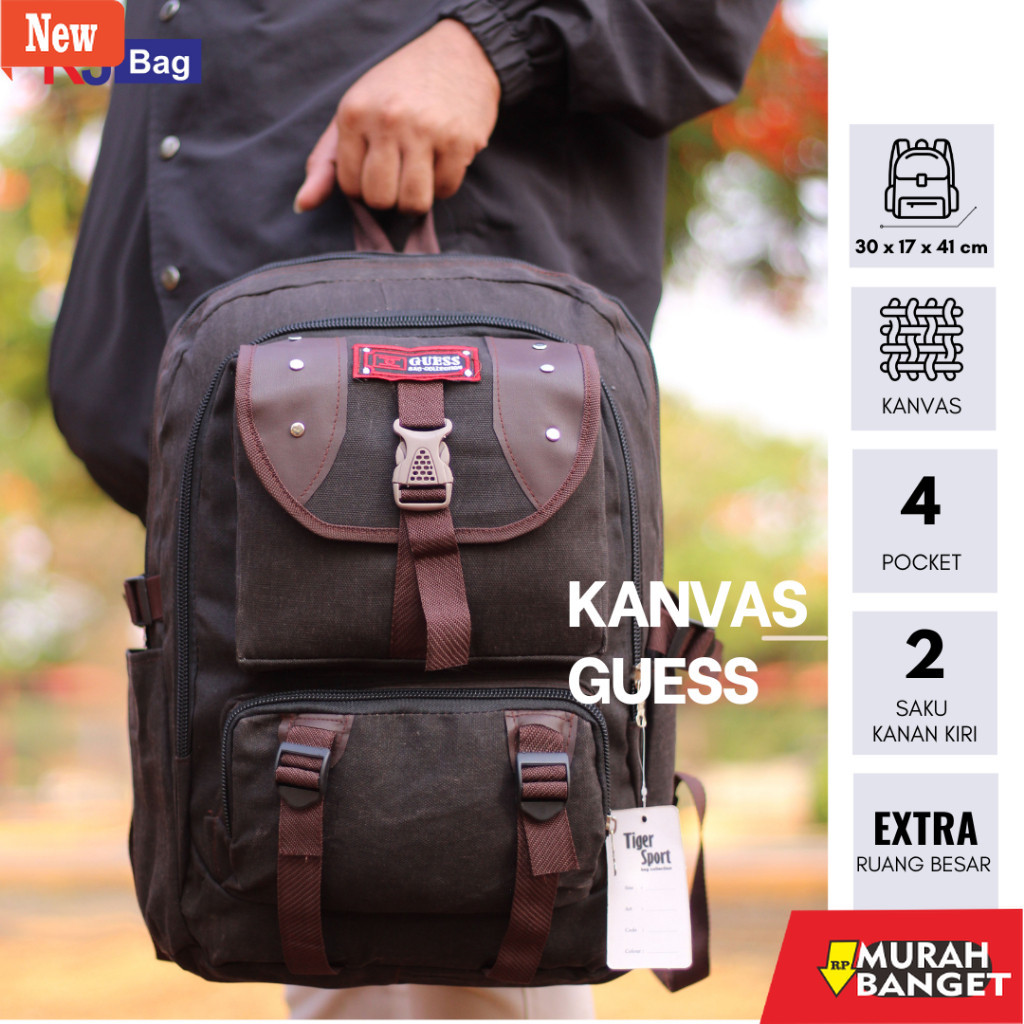Tas Ransel Pria Kekinian Ransel Kanvas Sekolah Tas Laptop Tebal Murah Kanvas Guess Ransel Pria Tas P