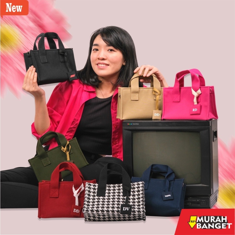 Tas Bulan Sabit Wanita Mi-rae Korean Canvas Bag FREE CUSTOM INISIAL/GAMBAR/LOGO // MEINHART // tas k