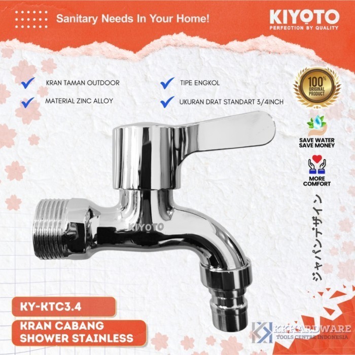 kran air tembok kamar mandi stainless drat 3/4 kran air
