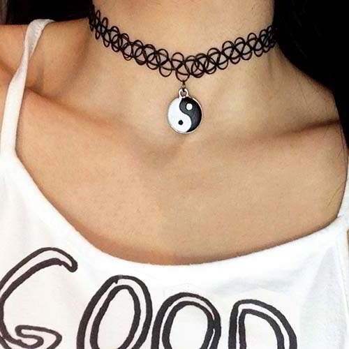 Yin Yang Pendant Tattoo Choker