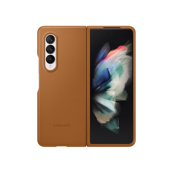 BEST Case Samsung Galaxy Z Fold 3 Fold3 ORIGINAL Samsung Leather Cover - Brown