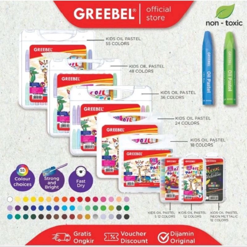 

Crayon Oil Pastel Greebel 18 warna ( 1set/18wrn )