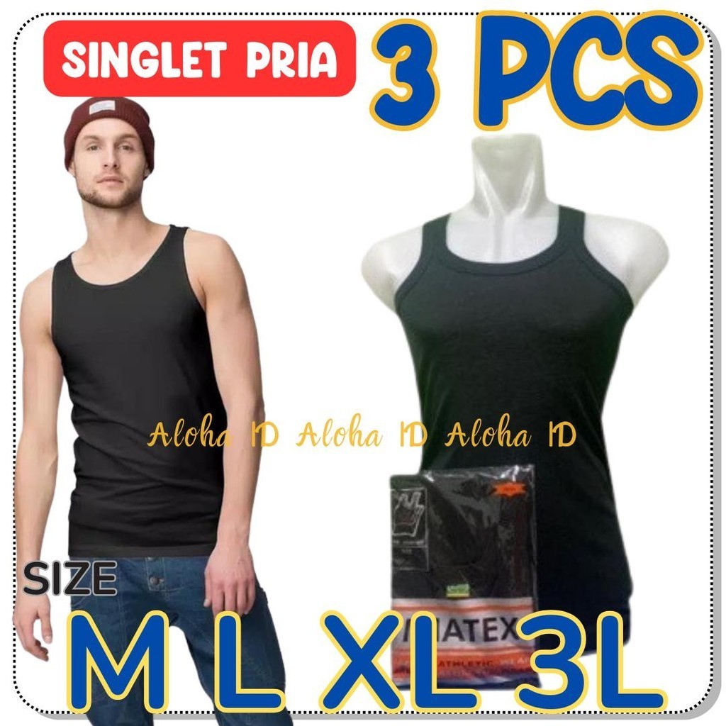 MIATEX ORIGINAL Kaos Dalam Singlet - Hitam Kaos Dalam Remaja Pria Dewasa