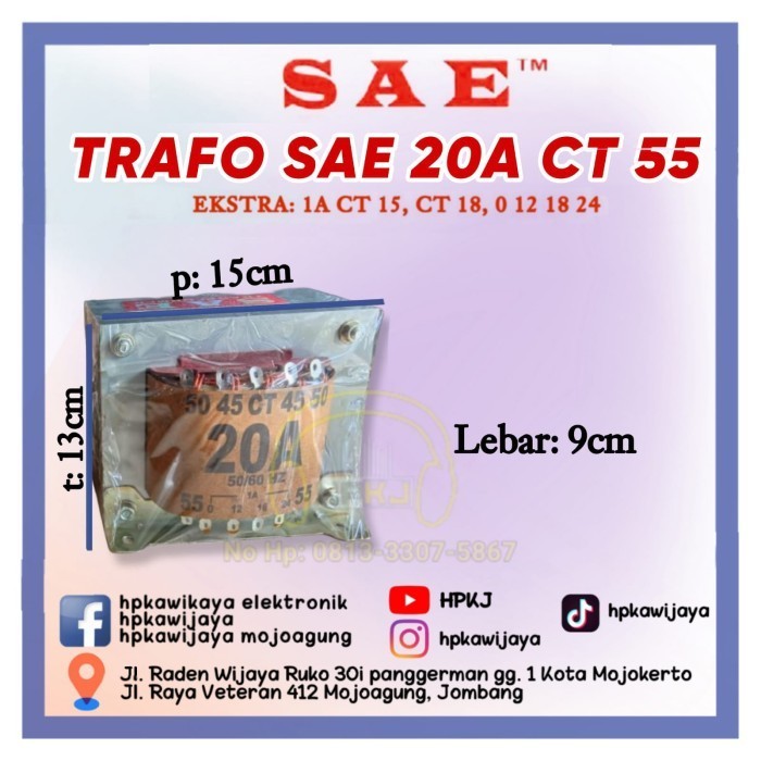FZ01 TRAFO TRANSFORMER SAE 20A CT 55 MURNI travo sae 20 amper ct 55v