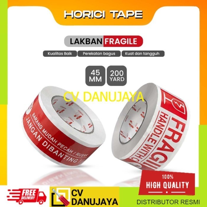 

Lakban Fragile Jangan di banting Isolasi Solasi Mudah Pecah 45mm 200Y