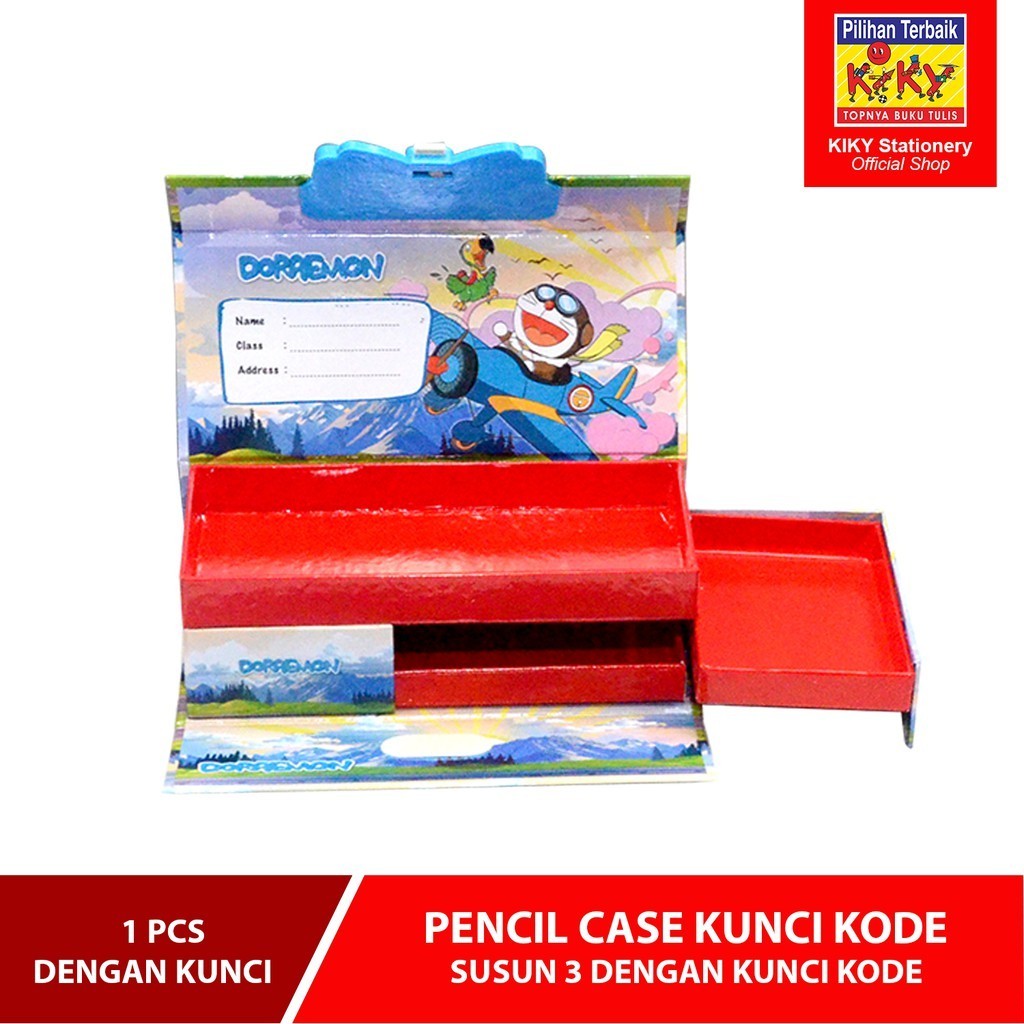 

KIKY KODE TEMPAT PENSIL SUSUN 3 DENGAN KUNCI / PENCIL CASE KUNCI KODE / MOTIF RANDOM