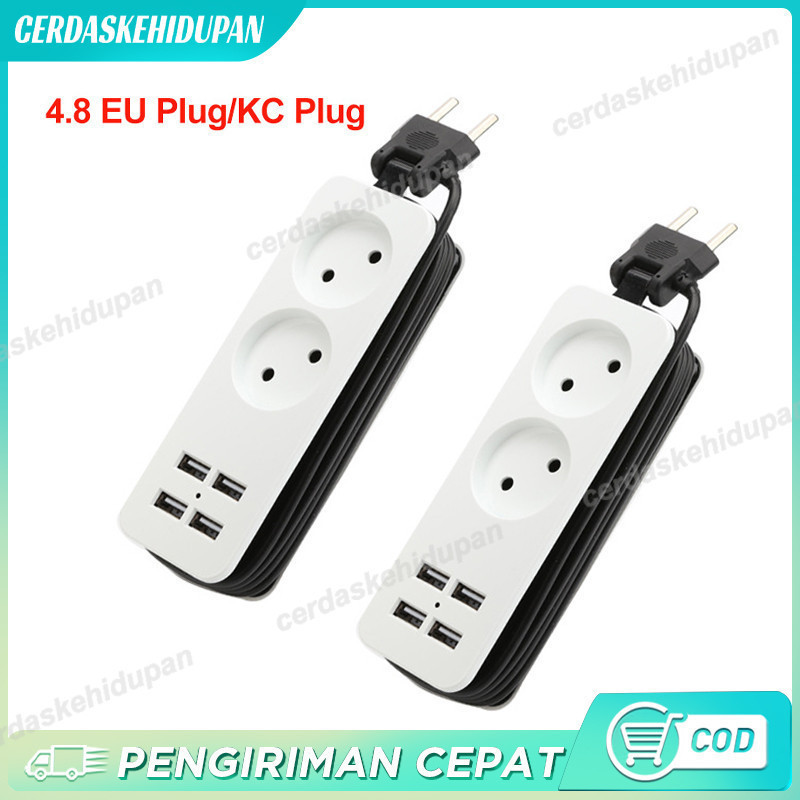 Colokan Listrik 2 slot Stop Kontak Traveling Stop Kontak USB 4 Port Stop Kontak USB Charger