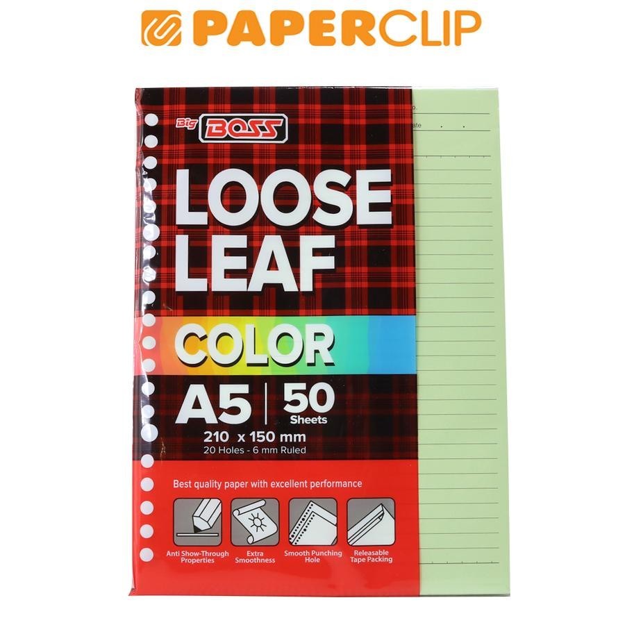

LOOSE LEAF A5 BIG BOSS 50 LINED GREEN