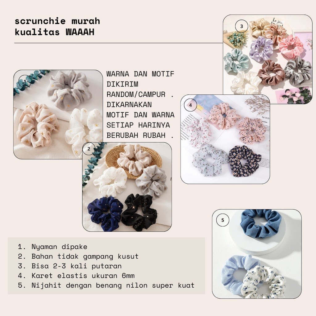 SUPER MURAH Scrunchie / Iket Rambut/ Tali Rambut/ Brukat Scrunchie/ Iket Rambut Korea FIRSTHAND lucu