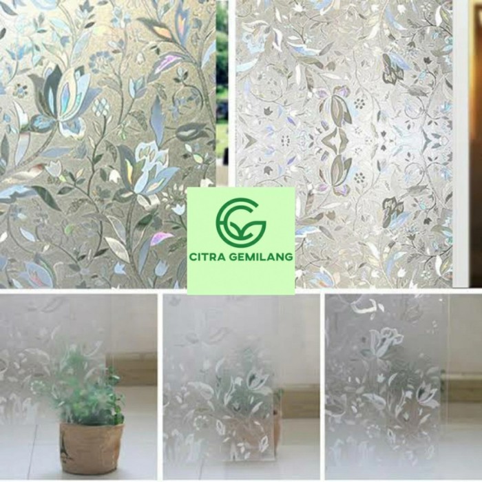 [New Arrival] Stiker kaca jendela motif bunga tulip premium EP Lebar 120×50cm