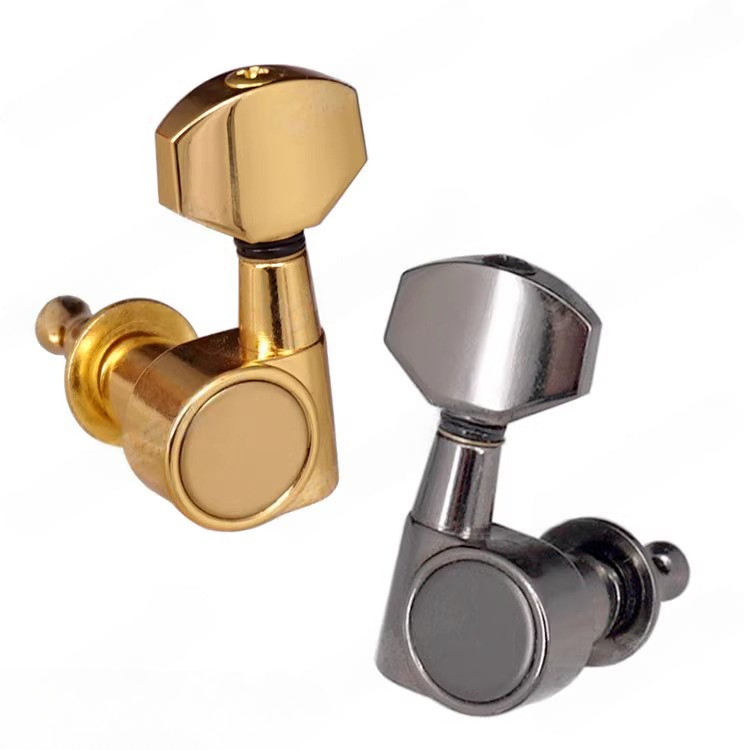 Gitar listrik tertutup penuh tanpa sayap telinga, knob senar, gitar folk kayu, knob senar, knob semi