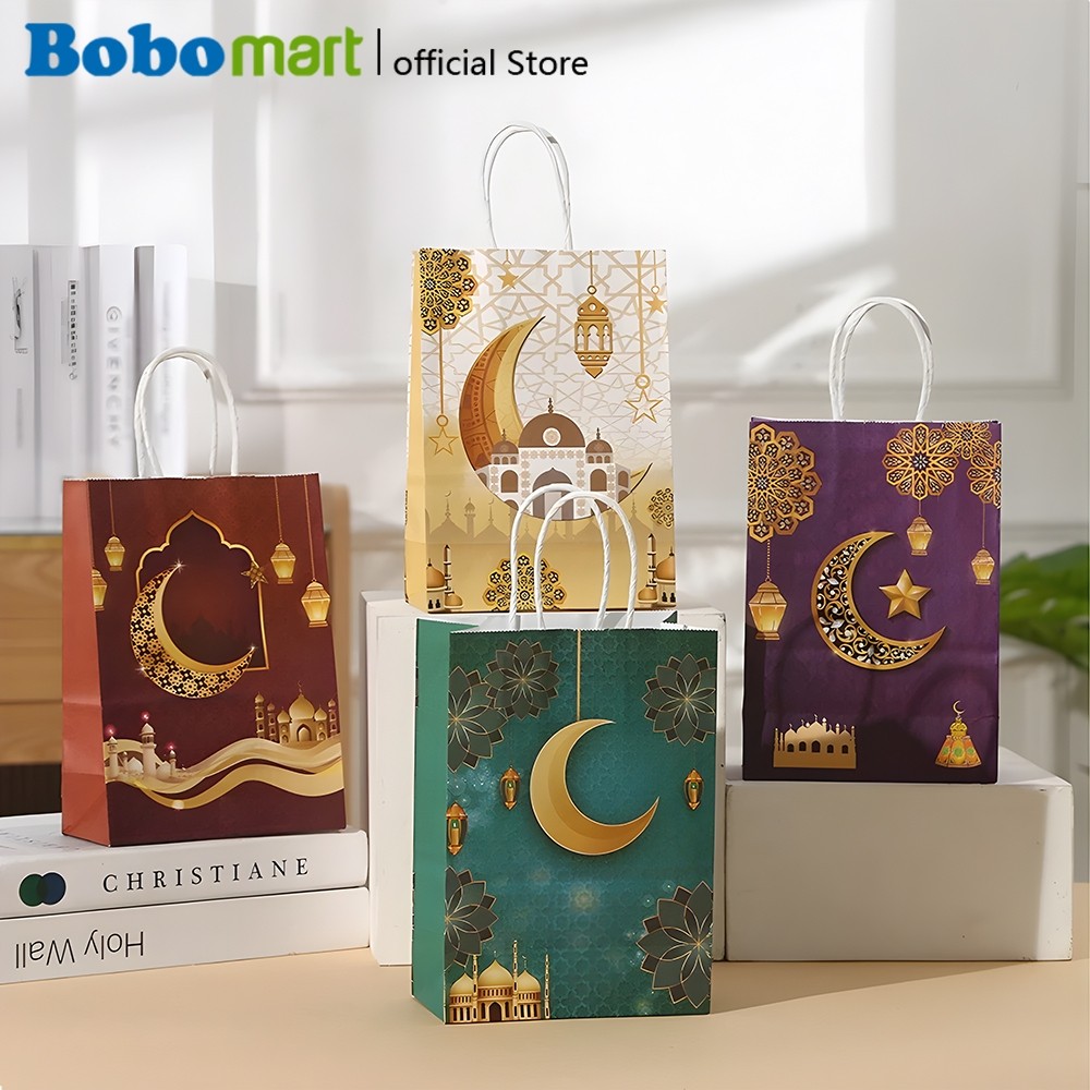 

BOBOMART Paper Bag Kraft Eid Mubarak Idul Fitri Lebaran untuk Bingkisan Hadiah