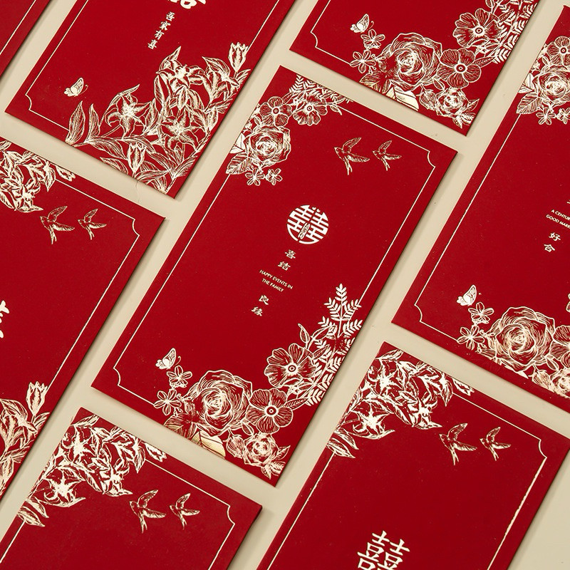 

6pcs Angpao Wedding Panjang 2025 / Angpao Premium Red Maroon Wedding Phoenix / Amplop Merah Tebal Pernikahan / Angpao Shuangxi Double Happiness / Angpau Hi Sangjit Hantaran Lamaran Nikah / Red Pocket Wed Pasangan Ready Stock