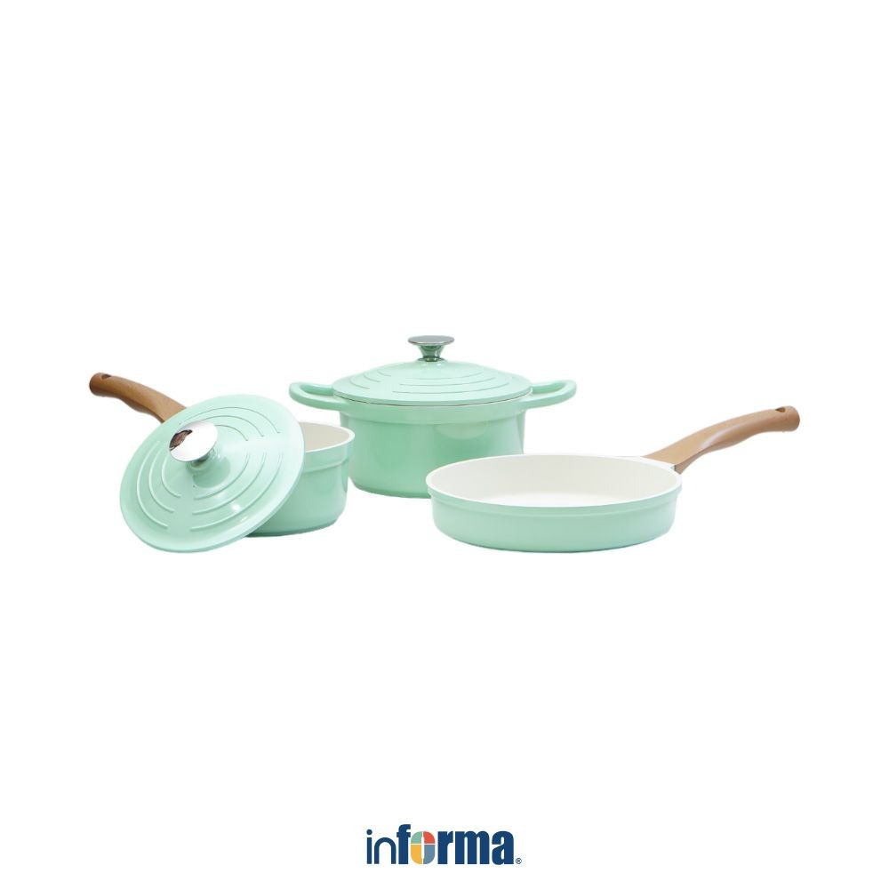 Informa Cooking Color Set 3 pcs Kayla Perlengkapan Masak - Hijau Mint Cookware Set Casserole Saucepa