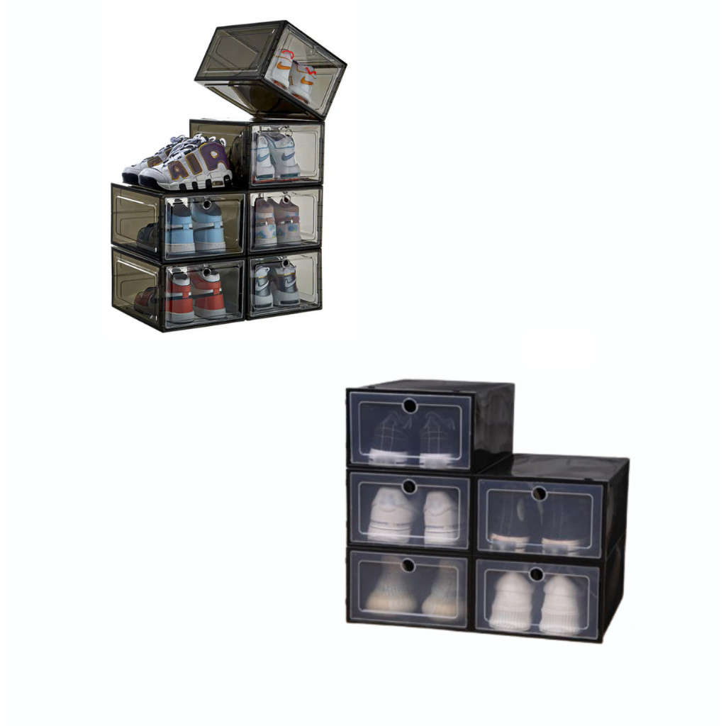 BOX DIY Kotak/Kotak Sepatu Susun HITAM POLOS/Box Sepatu Plastik
