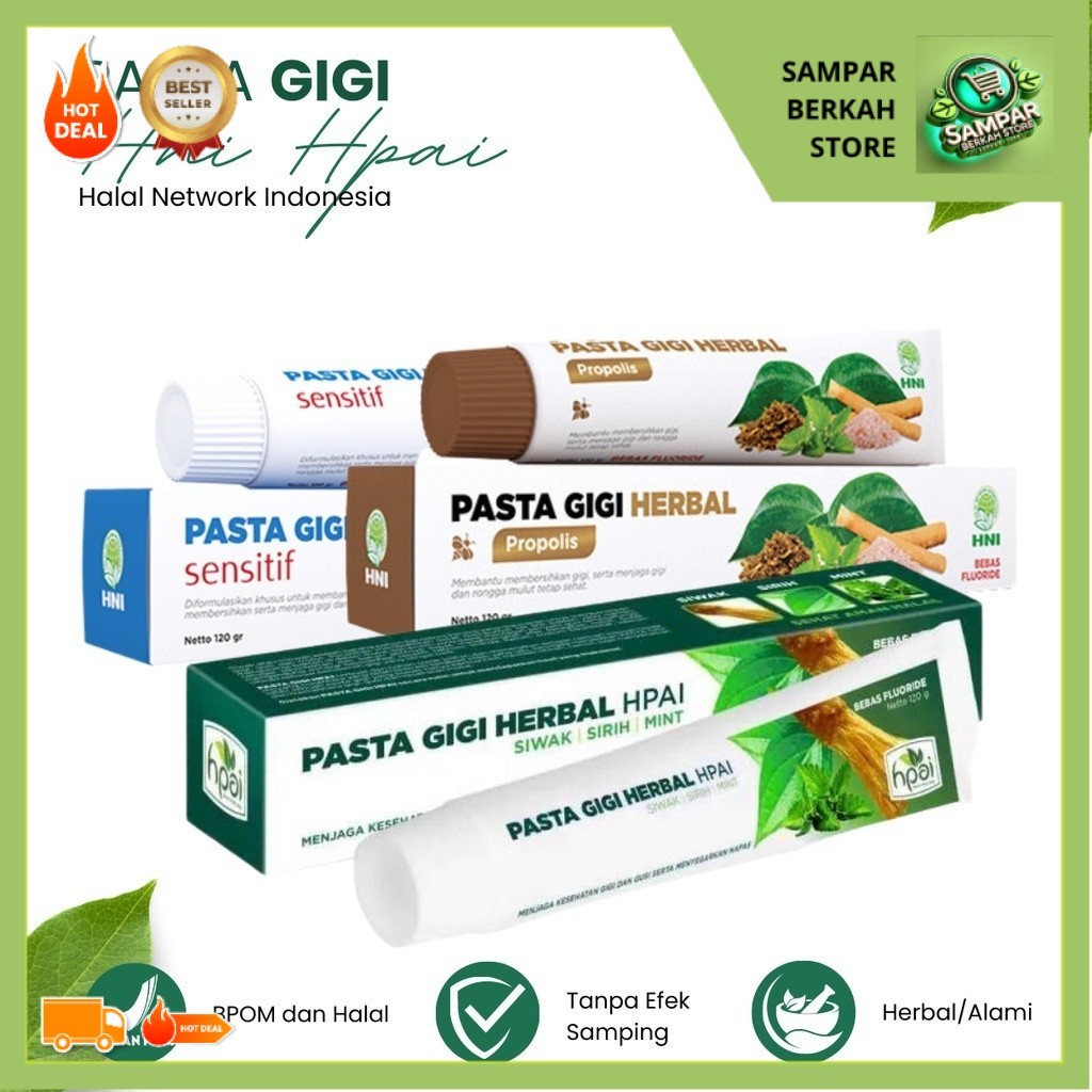 Produk Halal; - PASTA GIGI HERBAL Siwak & Mint - PGH | Cengkeh, Propolis, Sensitif   | Bisa Bayar CO
