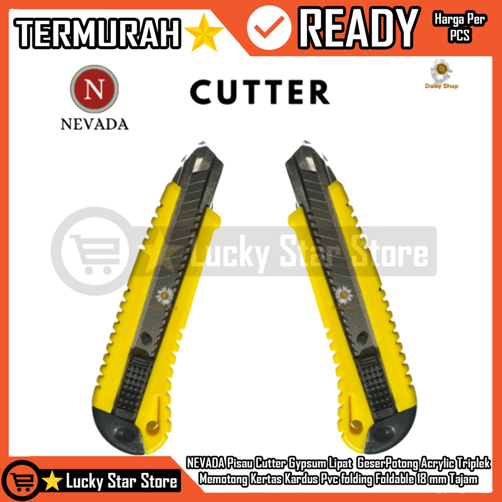 

NEVADA 18 mm Pisau Cutter Cuter Autolock Auto Lock Tajam folding Foldable Kater Besar Jumbo Plastik Pelastik Tebal Knife Knipe Gunting Potong Pemotong Model Geser Silet MDF Plastik PVC Akrilik JNA Acrylic Triplek cardboard