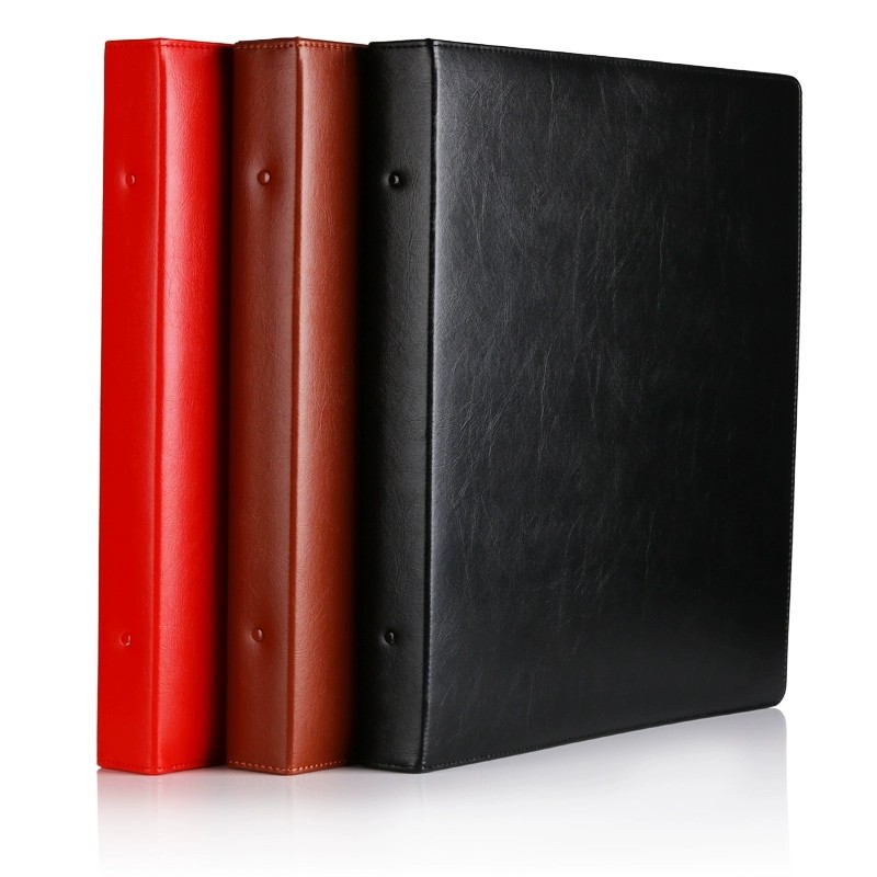 

Imitation Leather Binder A3 File Cover 4-ring Binder Folder A3 Paper Organizer Document File Storage Display Book