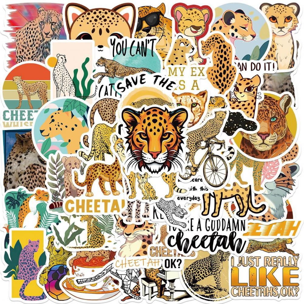 

Reusable Stickers Cartoon Leopard Cute Cartoon Sticker Pack for Stationery Laptop Guitar Phone Waterproof Diy Scrapbooking