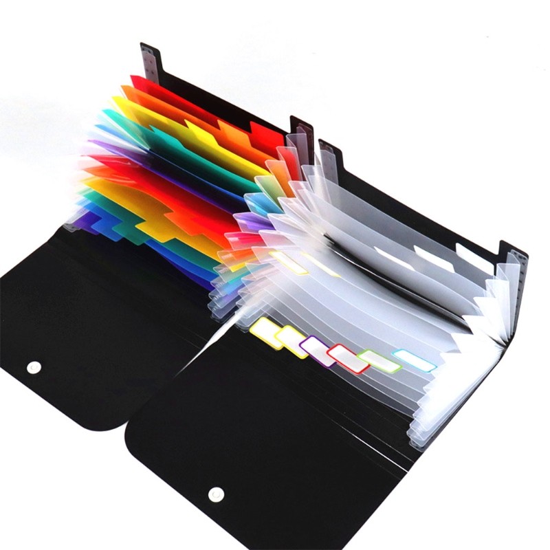 

A6 Accordion Folder Expanding Receipt Folder Multi-layer File Case Button Closure with Index Stickers for Business Staff