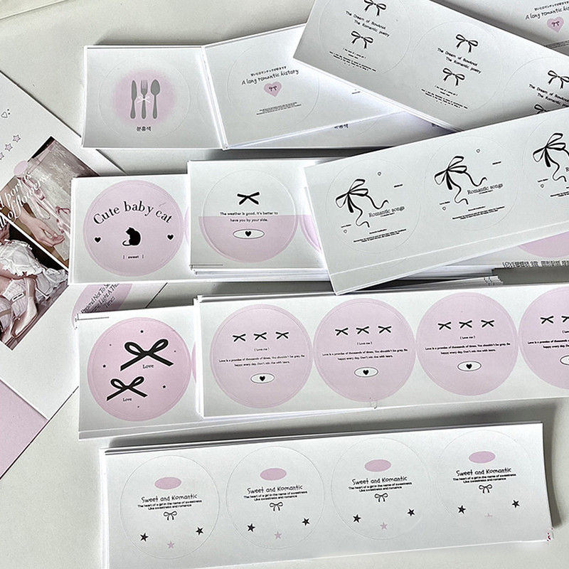 

36Pcs Korean INS Ballet Ribbon Bow Round Sealing Sticker Girl 3-inch Photo Card Packing Bag DIY Decor Label